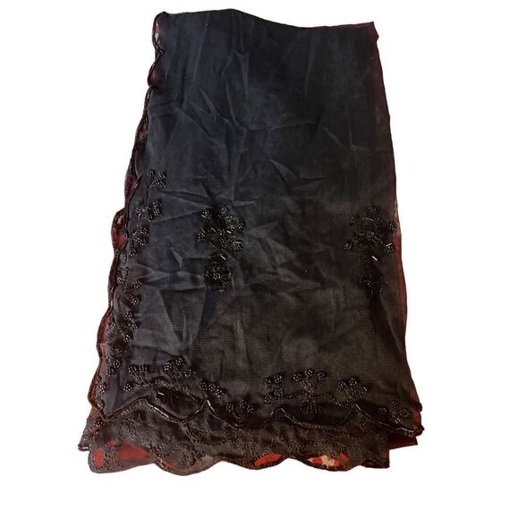 Cejon women’s black floral embellished Beaded sheer scarf, 0/S - Picture 1 of 4